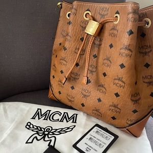MCM Small Soft Berlin Drawstring Bag in Visetos
